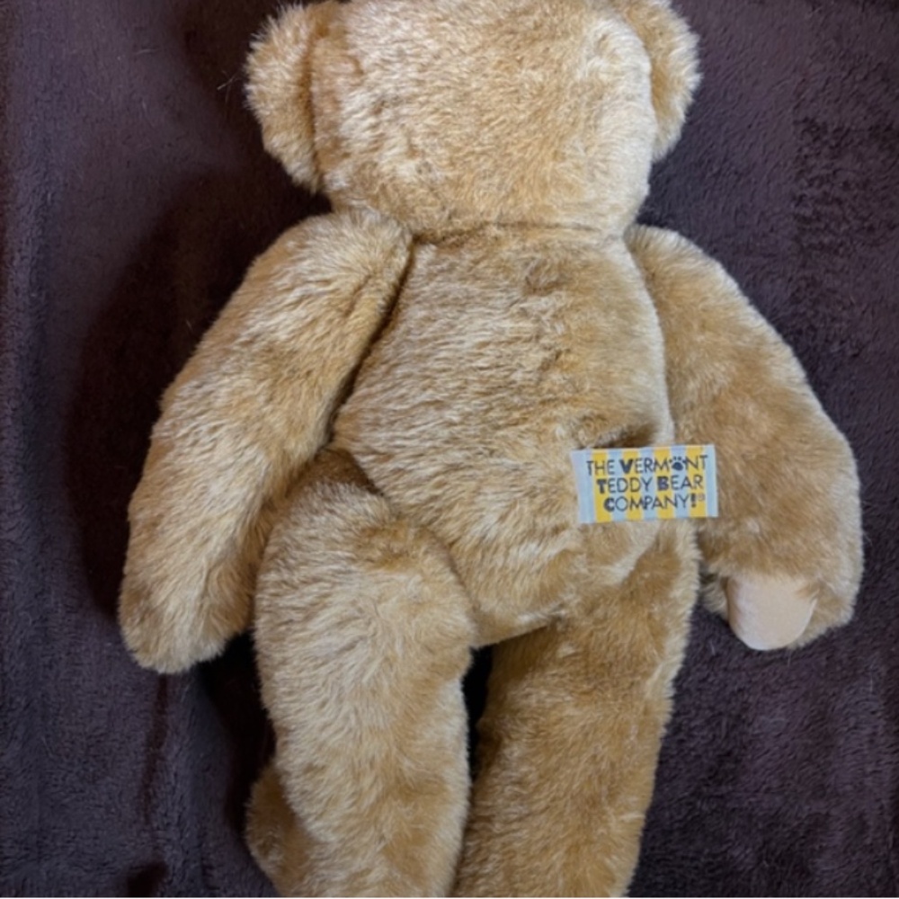 Vtg Authentic Vermont Teddy Bear Plush Made USA Jointed Movable Arms Legs & Head - Picture 3 of 7